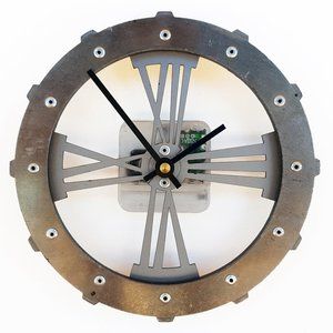 Small Wall Clock Metal Gear Art Mechanic Gift